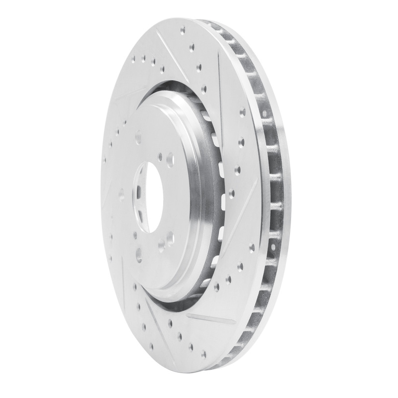 Acura MDX Brake Rotor (1) - Front Right - R1 Concepts - Drilled & Slotted - Silver - `14-`20